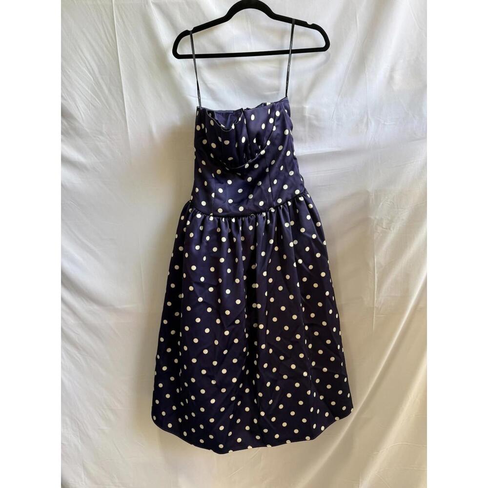 Self-Portrait Blue Polka Dot Midi Dress Size 2,  ($655 original retail) - Picture 4 of 13